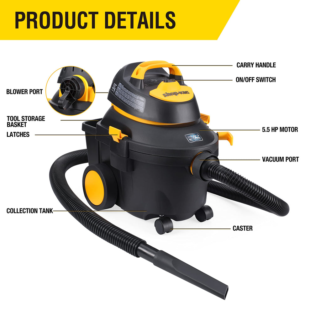 4 Gallon 5.5 Peak HP Wet/Dry Utility Vacuum with Cart P459