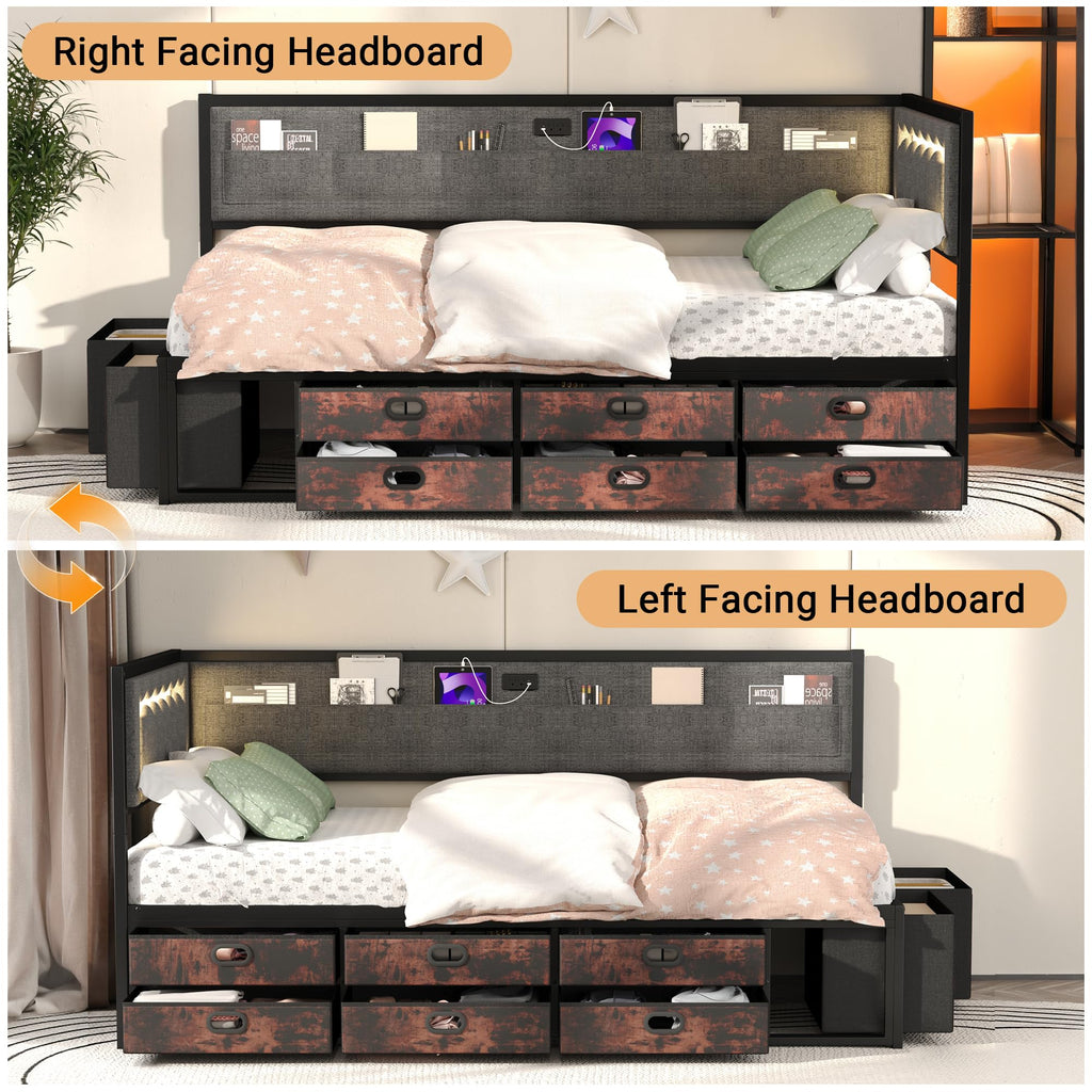 Grey Twin Daybed with Storage U1381