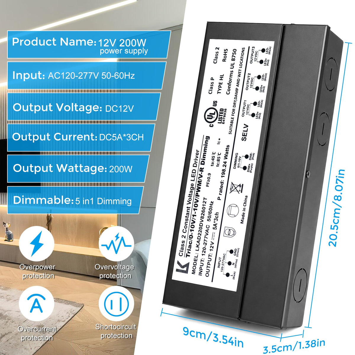 200W Dimmable IP67 Waterproof LED Driver G952