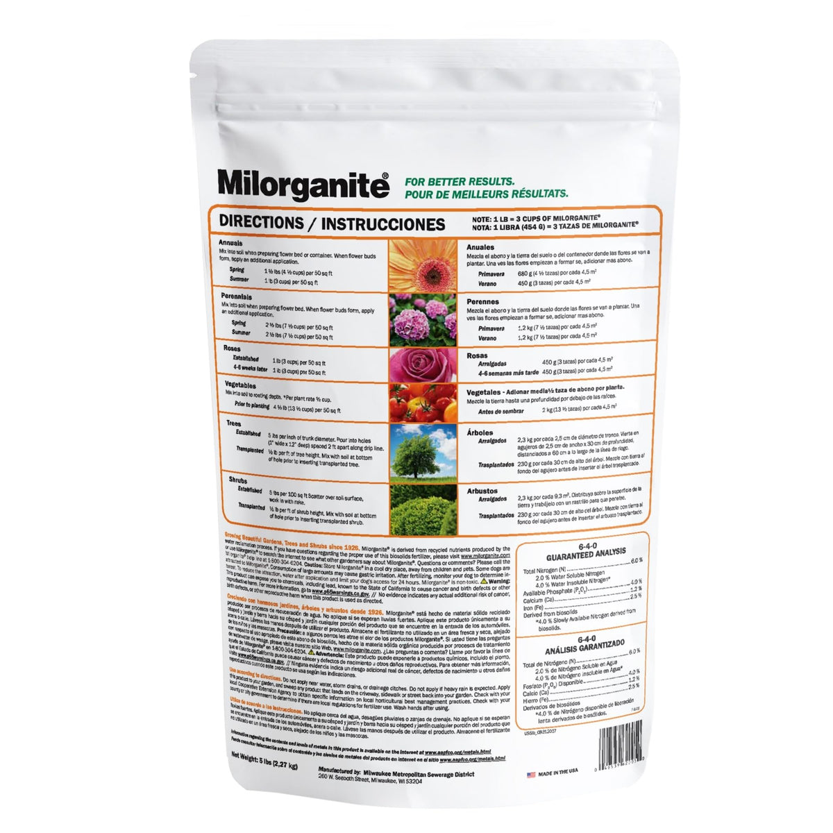 Slow-Release Nitrogen 6-4-0 Fertilizer, 5 Pound Bag (Pack of 4) B3576