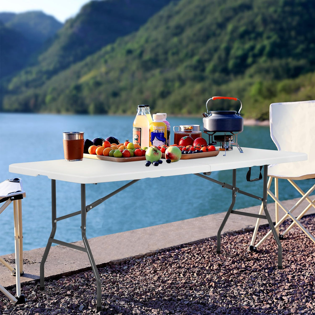 6FT White Portable Plastic Folding Table V81342