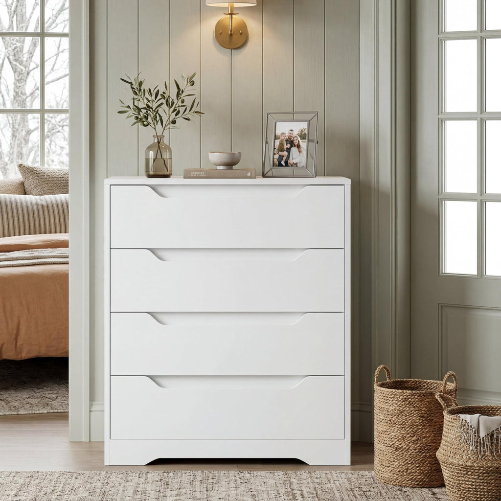 White 4 Drawer Wood Dresser A5149
