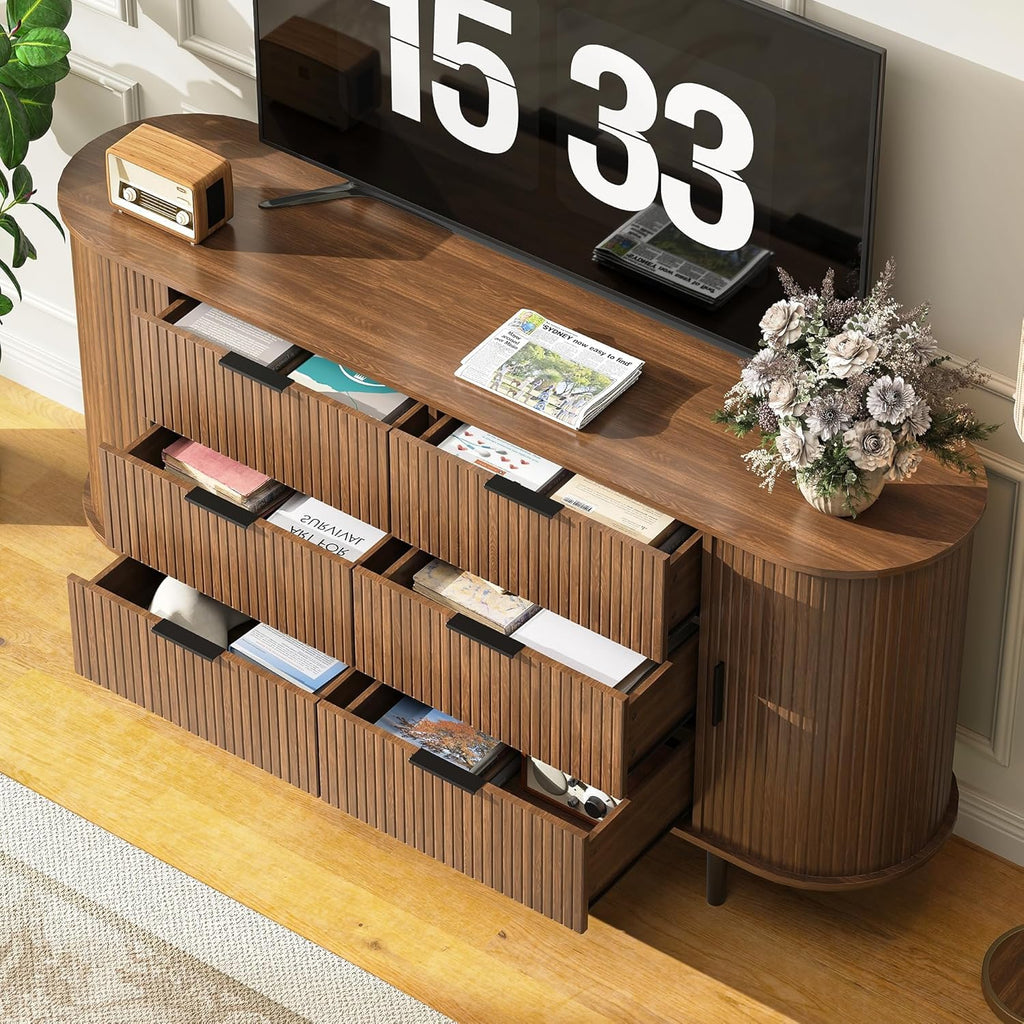 Brown 6 Drawer Wood Dresser B994