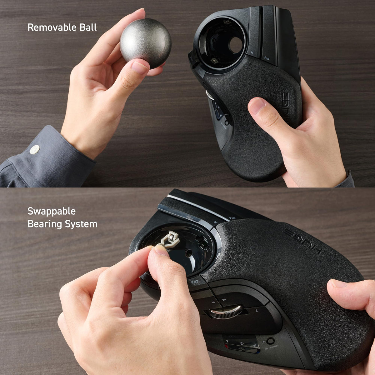 Wireless Trackball Mouse, Ergonomic 52mm Large Ball, Multi-Connection Bluetooth, 2.4GHz Wireless, Wired, 10 Programmable Buttons, Rechargeable, Silent Clicks R768276