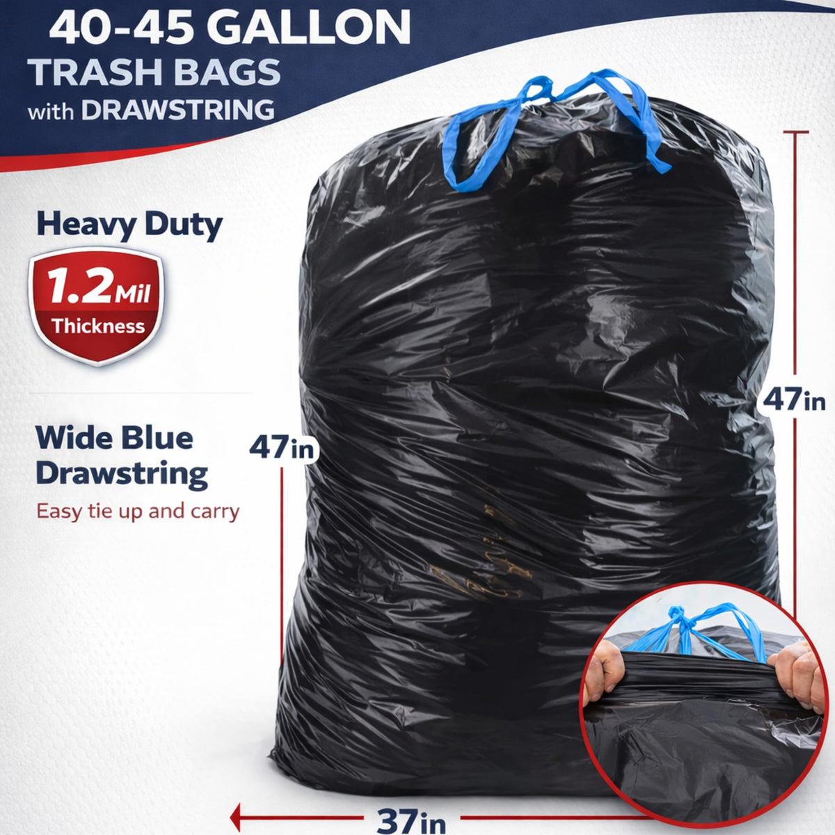 44 Gallon Drawstring Trash Bags 50 Count A402780
