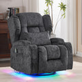 Grey Massage Heat Swivel Rocker Recliner Chair R9210