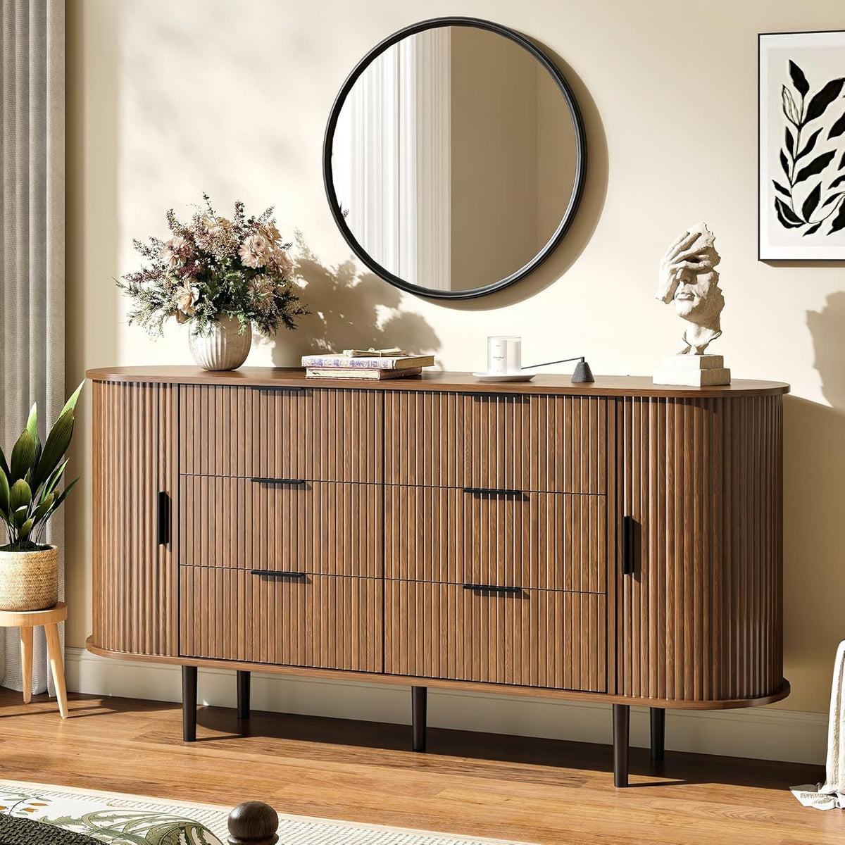 Brown 6 Drawer Wood Dresser B994