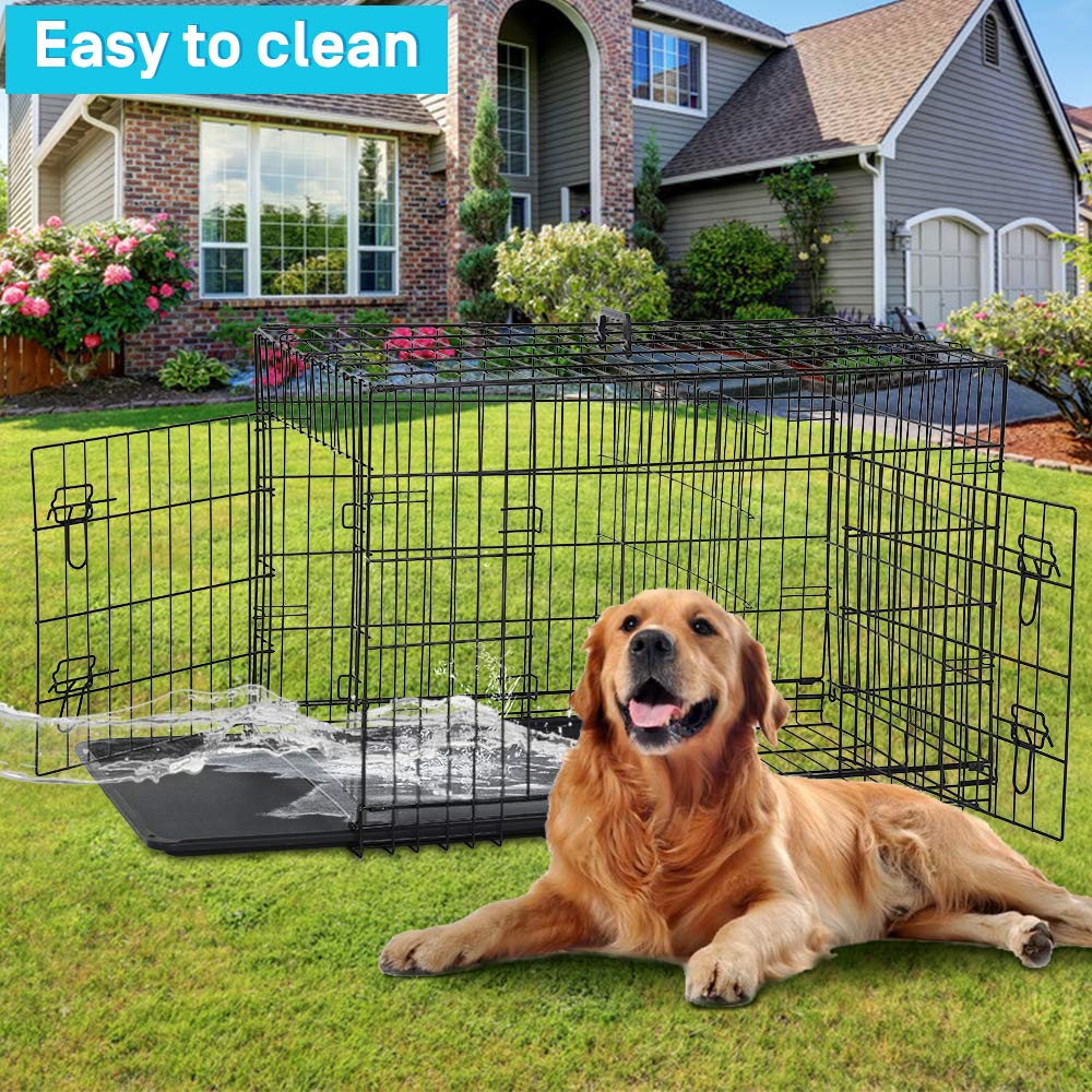 48" Heavy Duty Folding Wire Metal Dog Crate with Divider V542078