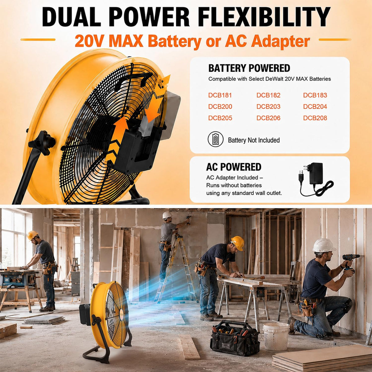 16" Cordless Battery Powered Fan M5548