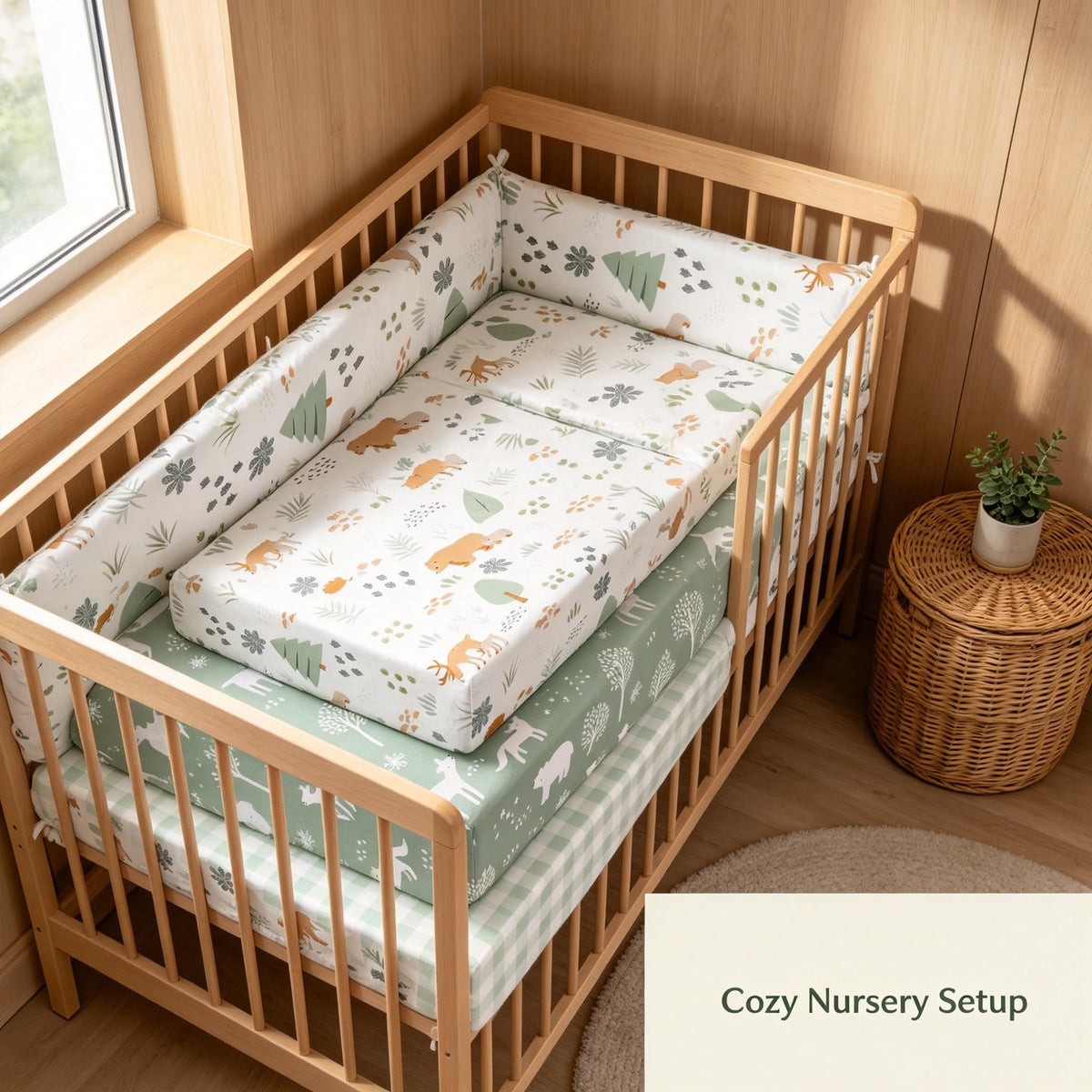 3 Pack Fitted Neutral Baby Crib Sheets D131
