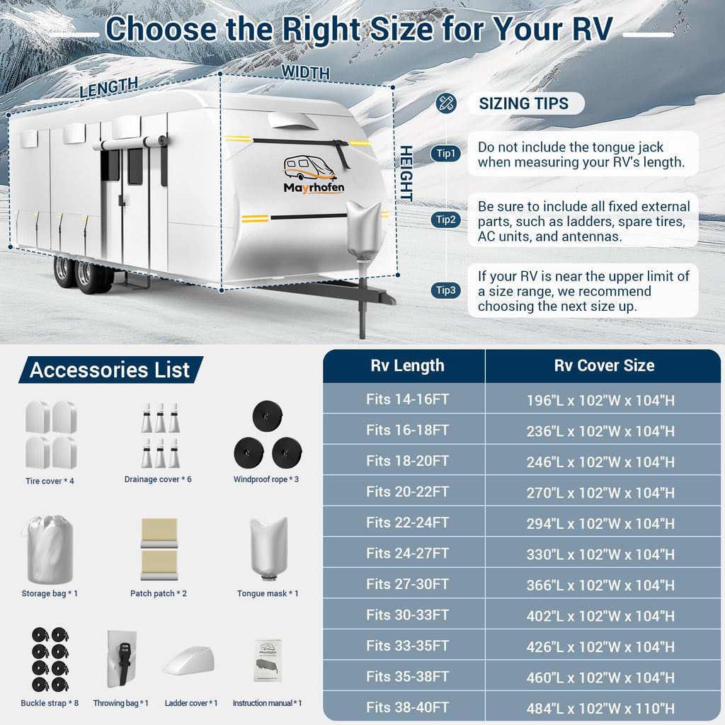 600D Oxford Fabric 30-33ft Travel Trailer Cover T232