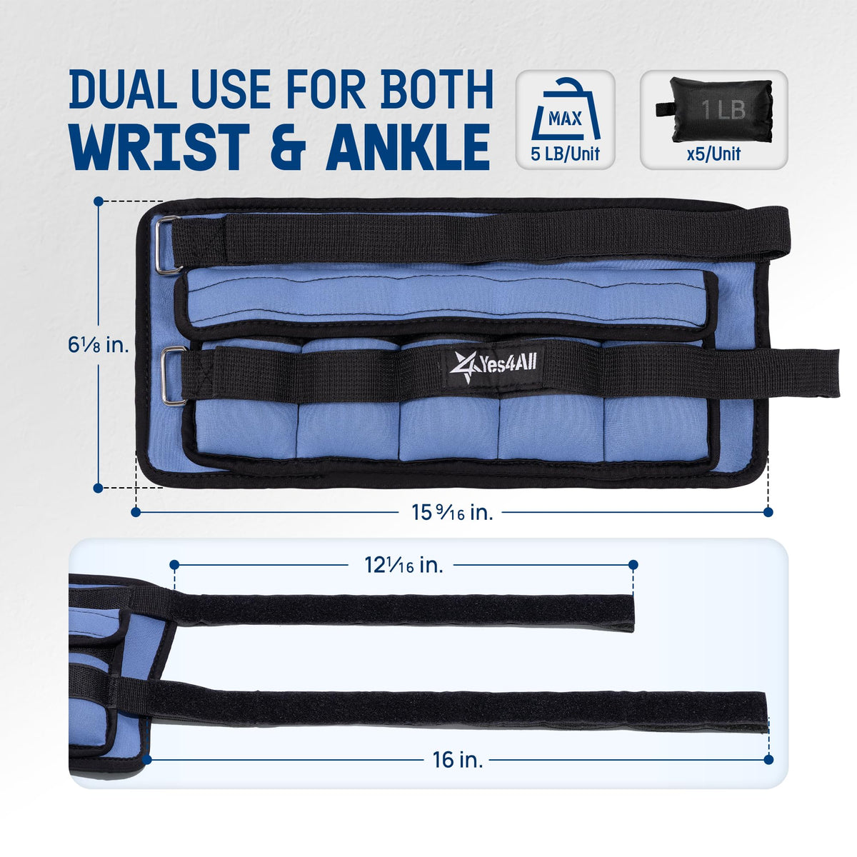 Adjustable Wrist & Ankle Weights 3.5/5 LB Pair V878