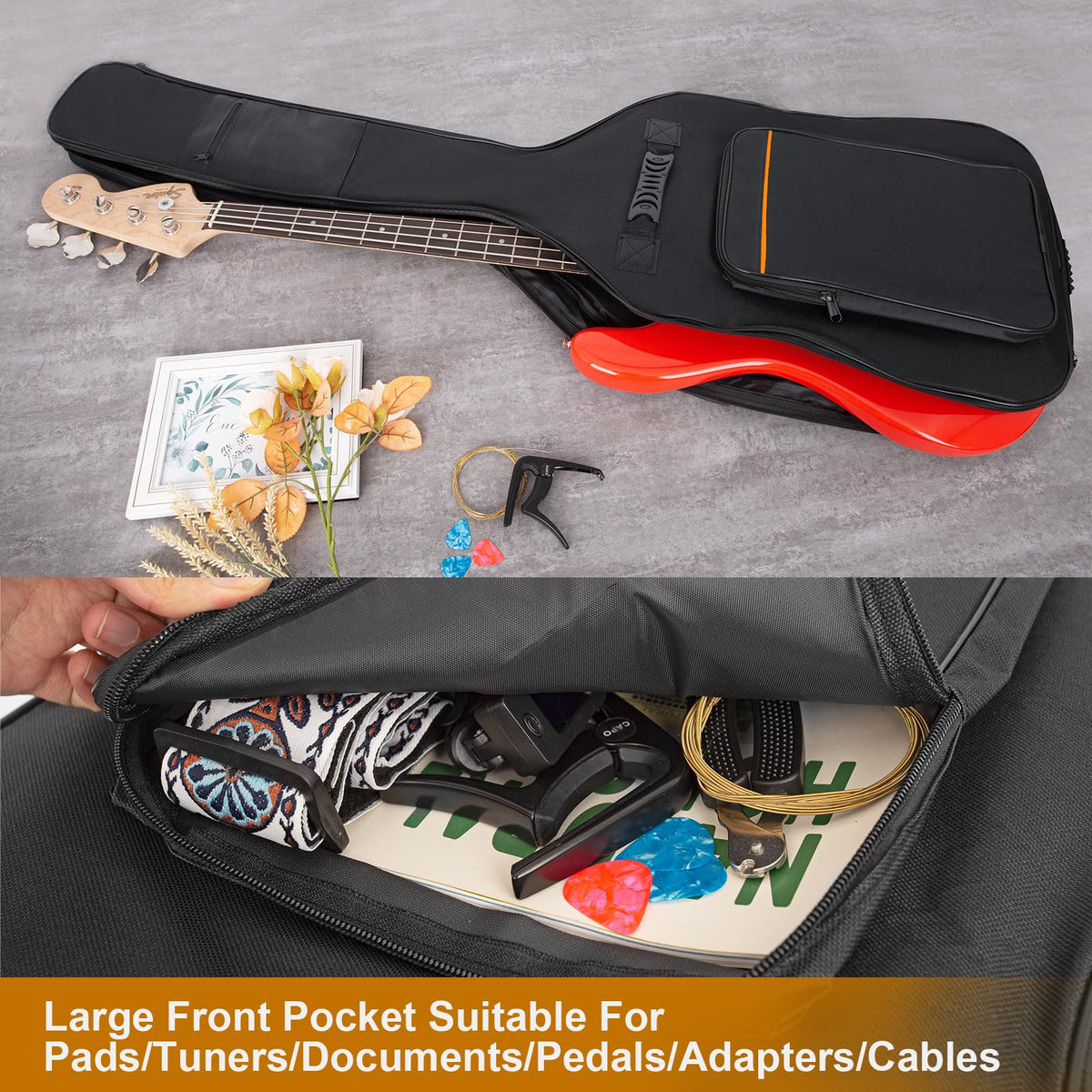 Black Padded Waterproof Bass Guitar Bag S852813