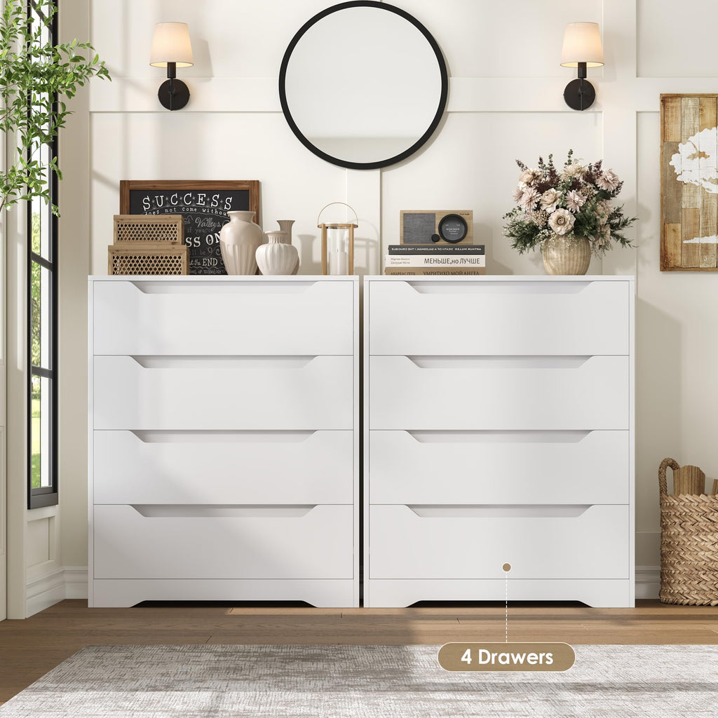 White 4 Drawer Wood Dresser A5149