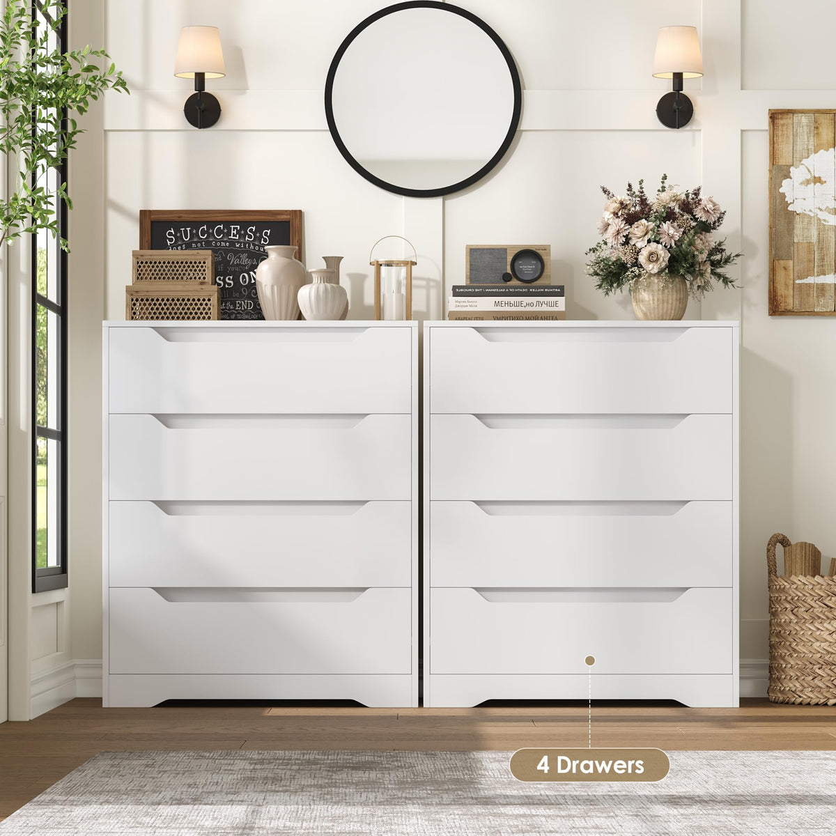 White 4 Drawer Wood Dresser A5149