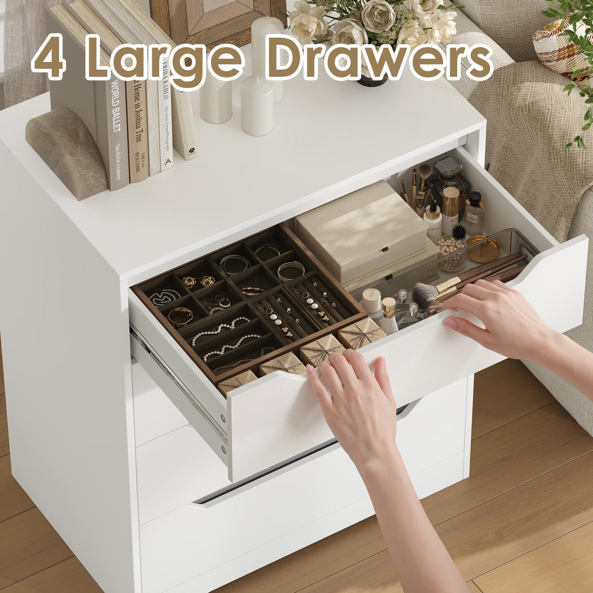 White 4 Drawer Wood Dresser A5149