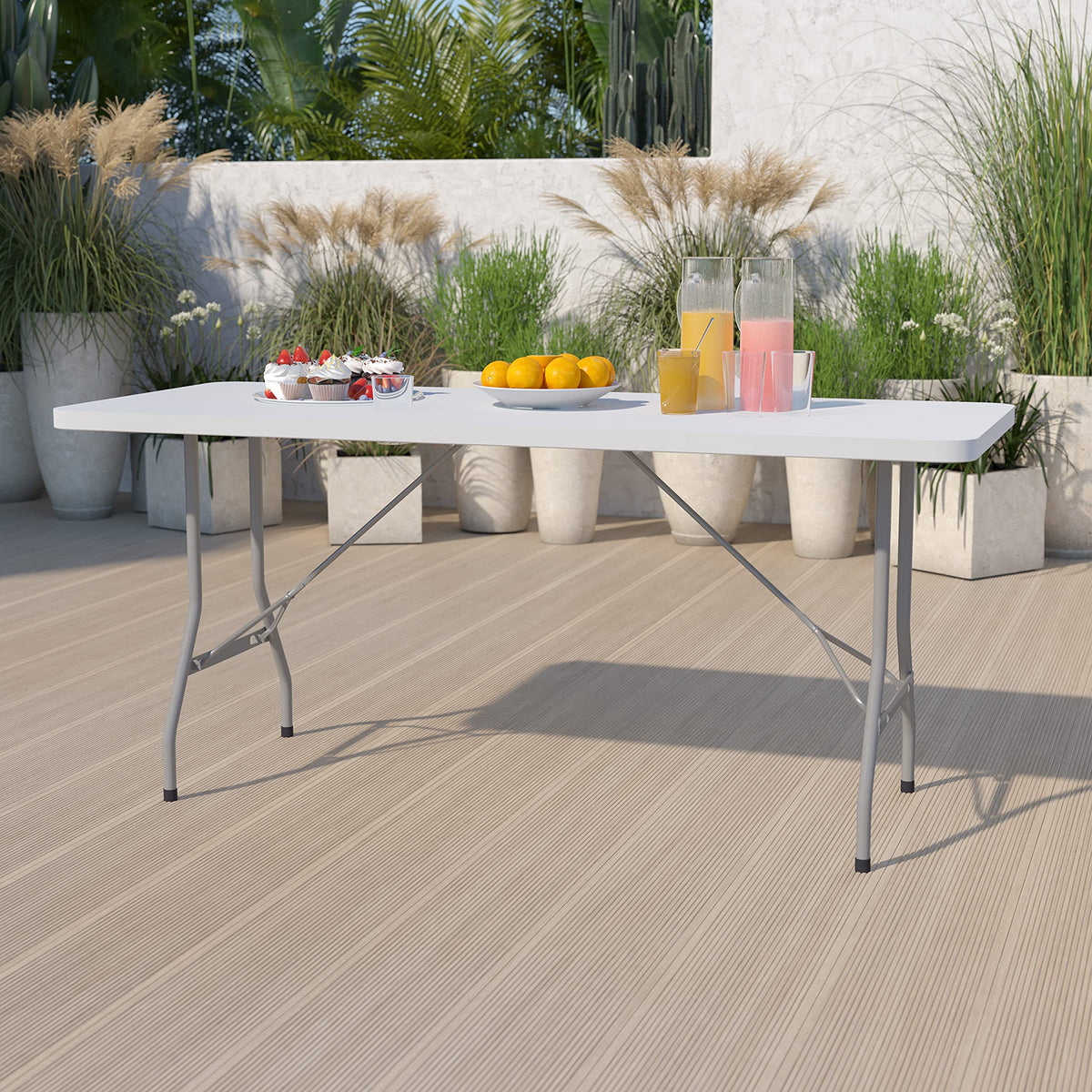 15 Pack 6-Foot Granite White Plastic Folding Table V15607