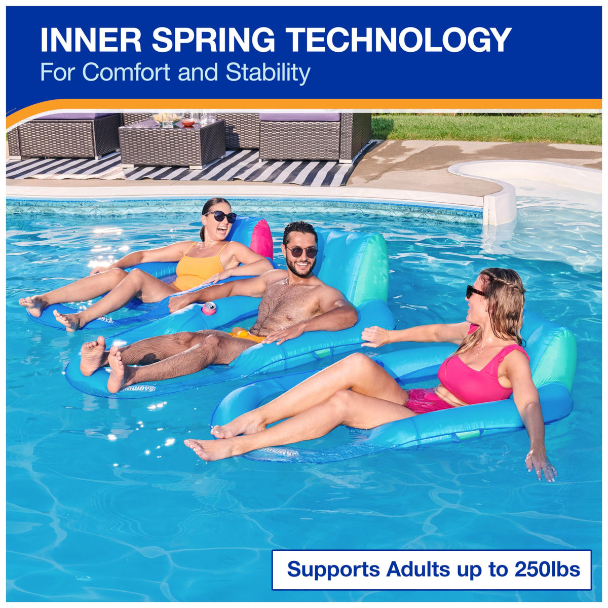 Inflatable Pool Float Chair Fits 2 Adults S12877
