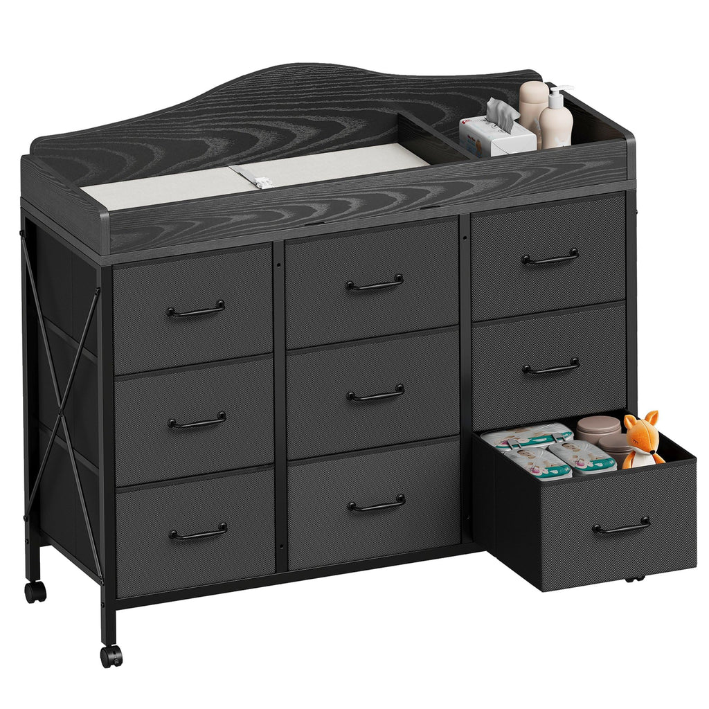 Black Changing Table with 9 Fabric Boxes I98993