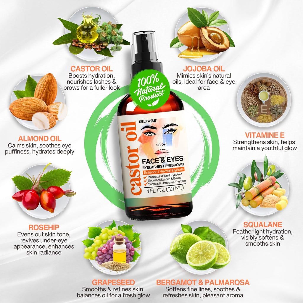 Organic Castor Oil with Jojoba Rosehip Grapeseed Squalane Vitamin E 1oz C84869