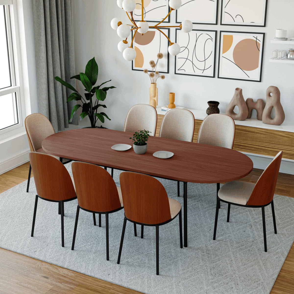 9-Piece Dining Set with 8 Chairs and Oval Table L78428