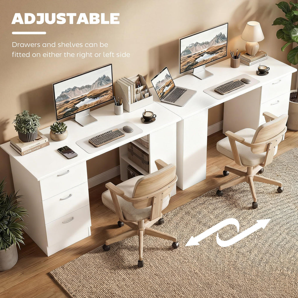 White Computer Desk with Drawers N157