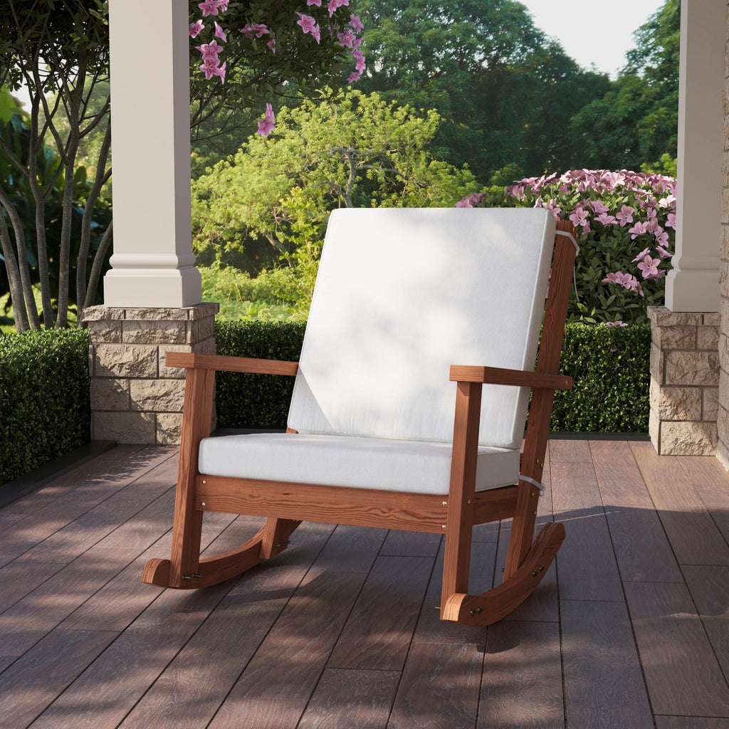 Cedar Stain Outdoor Rocking Chair with Cushion B551398